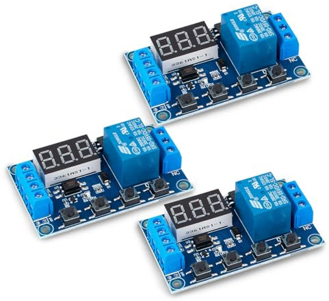 Innfeeltech 3pcs DC 6-30V Tiempo de retardo del relé programable con pantalla LCD, 5V Micro USB, Smart Home Controller