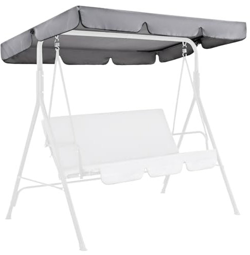DAGLLGEW Hollywoodschaukel Dachbezug Dach für Hollywoodschaukel 3 Sitzer wasserdicht Hollywoodschaukel Ersatzdach UV Schutz Außenschwung Sitzplatz Ersatz Oxford Stoff 195 * 125 * 15 cm Grau