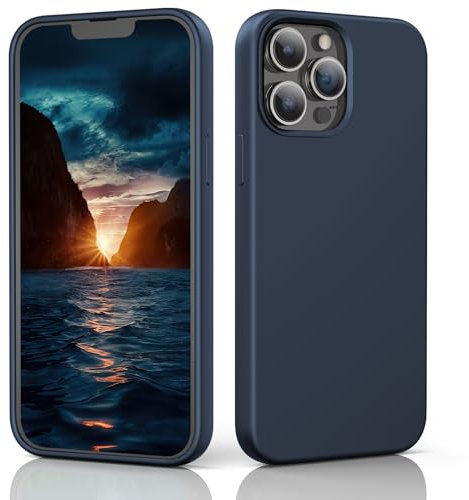 TIIXXE Silicone Case Compatible with iPhone 13 Pro Max case Soft Ultra Slim Protective Shockproof Liquid Silicone Phone Case,Anti-Scratch Microfiber Lining, 6.7 Deep Sea Blue
