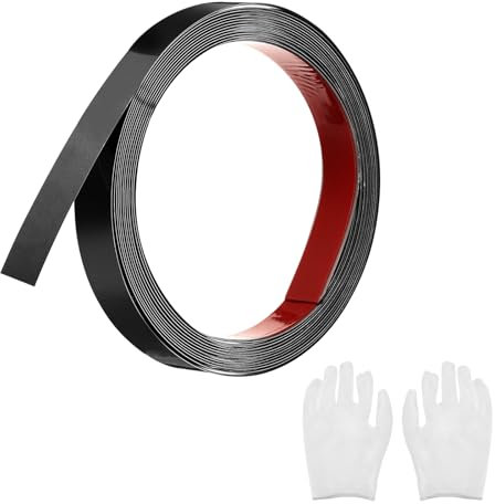 QUARKZMAN Baguette de Moulure en Acier Inoxydable Auto-Adhésive, Noir Miroir Autocollant Moulure Murale avec Gants, Moulure Décorative pour Miroir Mural, 0,78 x 16,4 Pieds
