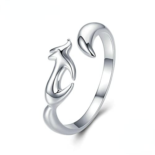 Ringe Sterling Silber 925 DamenOffener Ring aus 925er Sterlingsilber, Fuchs. Verstellbarer Ring