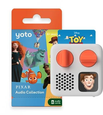Yoto Mini (2024 YM002 Edition) + Disney Pixar Bundle – Kids Screen-Free Bluetooth Audio Player, All-in-1 Travel Device for Stories Music Podcast Radio White Noise