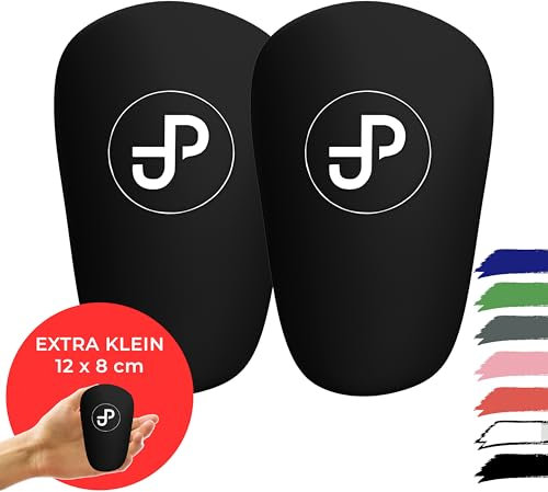 JDP Mini Schienbeinschoner, extra kleine Schienbeinschoner Fußball Herren, Anti-Rutsch Mini Schienbeinschoner Kinder Fussball, Schienbeinschoner klein, Schienbeinschoner für Fußball 12x8 cm, schwarz