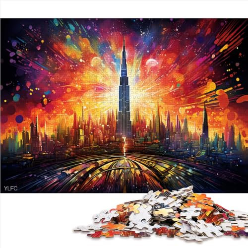 1000-teiliges Puzzle, Dubai Burj Khalifa, Papierpuzzle, für Erwachsene, Familien oder Kinder, Denksport-Puzzle, Größe: 50 x 75 cm
