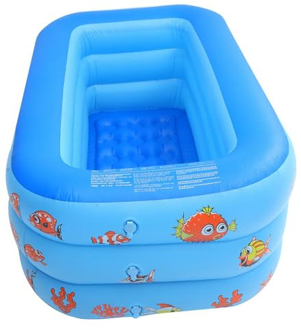 TOYANDONA Aufblasbarer Pool Kinderpool 130cm Blau PVC Dreilagig Schwimmbadspielzeug Für Jungen Und Mädchen Badewanne Sommer Spielspaß Zuhause