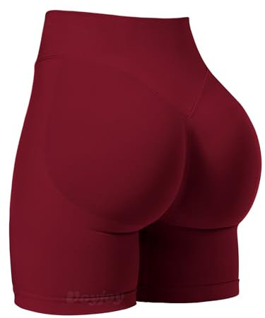 VOYJOY Damen Workout-Shorts 6,3 cm / 9,1 cm / 11,4 cm / 15,2 cm, Scrunch Butt Lifting, Fitnessstudio, nahtlose Biker-Shorts, Scharlachrot, Klein