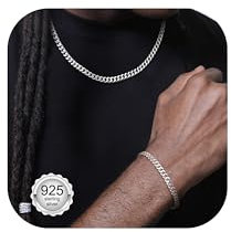 LOLIAS Silberkette Herren 925 Silber Halskette und Armband 5mm Panzerkette Herren 925 Silber Kette Herren 925 Halskette Herren Silber für Männer Jungs Herrenschmuck 18 Zoll