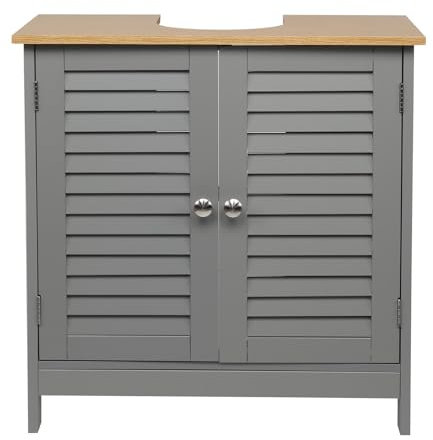 Double Shutter Door Grey Washbasin Cabinet Modern Design for Bathroom Storage and nization