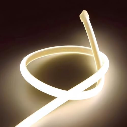 ANSIEN Tiras LED 220v de Neón (Blanco Neutro,3M),Cada Corte de 10cm,12w/m COB Luz de Cuerda Alto Brillo,Ip65 Impermeable con Enchufe de Rectificador y Pegatina,NEÓN LED para Hogar,Bar,Restaurantes