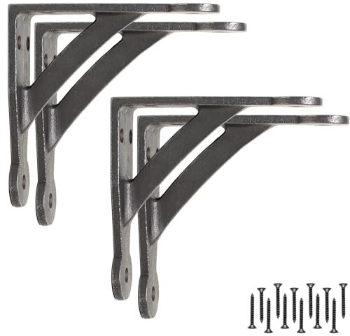 EDUWURXS Industrial Cast Iron Penny Gallow Shelving Brackets Pack of 4 4x4 Heavy Duty Wall Brackets for Shelves, Kitchen Shelves, Living Room, Additional