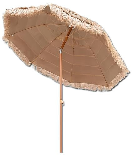 XUQQU 1,60 M 2,0 M 2,40 M Hawaii-Strandschirm, Zusammenklappbarer Und Neigbarer Sonnenschirm, Gartenschirm Mit 8 Rippen, Sockel Nicht Im Lieferumfang Enthalten(2.40m/7.87ft)