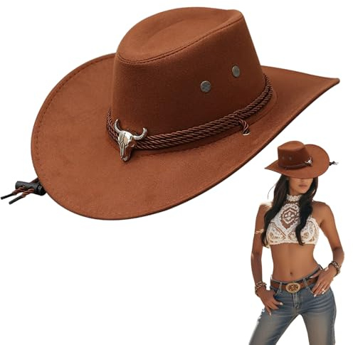 CutitiUU Cappello da Cowboy Occidentale Cappello da Equitazione da Uomo e Donna,Western Australia Grande Bordo,Cappello da Sole da Uomo,Cowboy Accessori Travestimento Carnevale