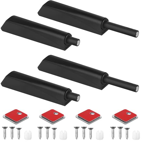 4 Piezas Amortiguadores Magnéticos Pulsador Puerta Armario Magnetica Aceros | Inoxidables Cierre Magnetico Puerta Push para Armario Presionar Abrir el Pestillo de Captura Abridor de Puerta Pulsador