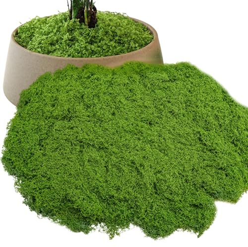 DIPZO Fake Moss, 130g Artificial Moss for Indoor Plant Pots & Crafting, Green Faux Moss Decor for Wreath Making, Terrariums, Hanging Baskets, Home Garden