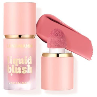 Colorete Líquido en Crema, Colorete Líquido de Larga Duración para un Color de Alta Pigmentación, Crea un Acabado Suave y Brillante, Maquillaje Natural para Mejillas, Ojos y Labios #01