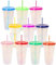Yisituo 710ml Becher mit Deckel und Strohhalm, 10 Stück Farbwechsel Becher, für Kinder, Mehrweg Plastikbecher, für Partys, Smoothies und Travel (10, Regenbogen)
