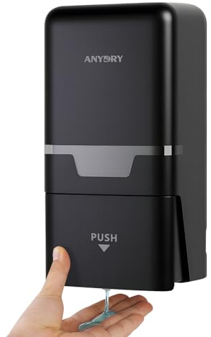 anydry Manueller Seifenspender Wandmontage 800ml Flüssigseifenspender | 800ml Große Kapazität, Bohrmontage, Langlebiges ABS, Sichtfenster, Manueller Spender für Bad Küche und Gewerbe