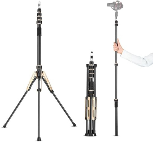 222 Cm Tripode Stand Video Stand Video Fibra di Carbonio Capacità di Carico 3 Kg con Colonna Centrale Staccabile per LED Luce SoftBox Riflettore