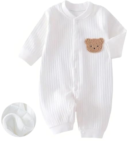 KeCool Baby Grow Onesies, 100% Cotton Soft Newborn Boy Girl Baby Bodysuit Clothes Cute Bear Infant Outfit, Breathable Unisex Long Sleeve Babygrow Outfit Newborn Onesies for Boys and Girls