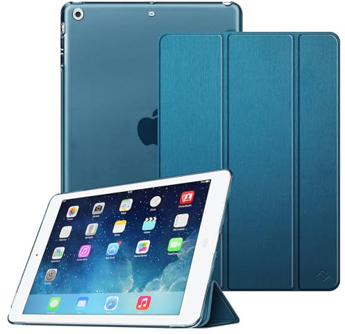 FINTIE Coque pour iPad Air 2 2014 / iPad Air 2013 9.7 Pouces - Etui de Protection Mince et Léger Housse Arrière Semi-Transparent avec Fonction Sommeil/Réveil Automatique, Sarcelle