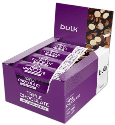 Bulk Protein Flapjack-Riegel | Dreifache Schokolade | 15 g Protein | Weicher, haferreicher Snack | Weiche Textur, praktisch für unterwegs | Bequemer, leckerer Protein-Boost | Box mit 12 Stück