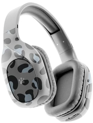 Juice Animals Wireless Headphones, Bluetooth On-Ear Headset with Adjustable Fit, 10 Hours Playtime, AUX & Wireless Listening, Compatible with iPhone 17, 16 & 15, Tablets & Laptops – Snow Leopard