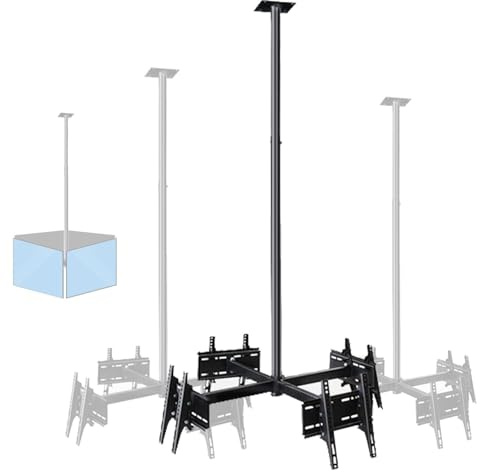 Soporte de techo para TV de pantalla de 32 a 75 pulgadas, altura ajustable de 1,2 a 2 m, inclinación de 15°, VESA máximo de 400 x 400 mm