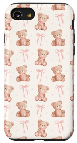 Cute Teddy Bear Coquette Pink Bow Kawaii Girly Aesthetic Case for iPhone SE (2020) / 7/8