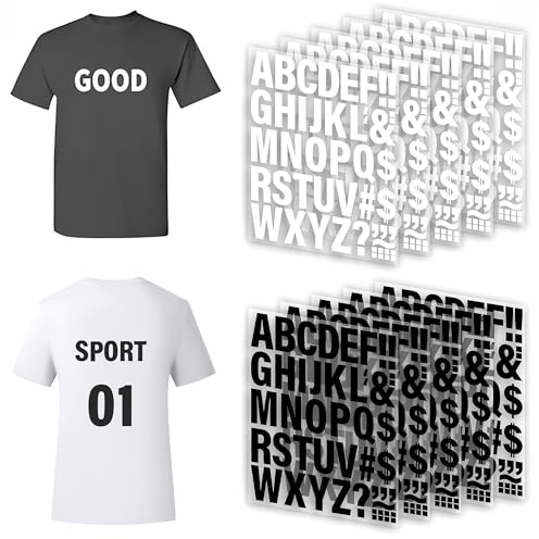 10 Sheets Iron-On Letters for Clothing, A-Z Alphabet, 0-9 Numbers & Symbols - DIY Custom T-Shirt Printing, Athletic Jersey Decals, Personalized Gifts (Black & White)