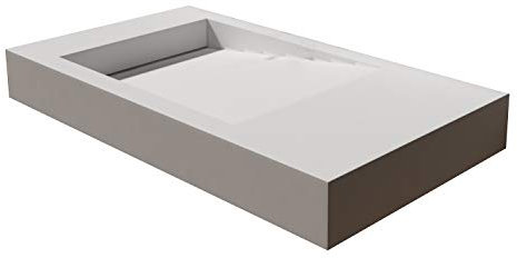 Lavabo a parete o da appoggio PB2155 in solid surface (Solid Stone) - bianco opaco - 100 x 50 x 12 cm
