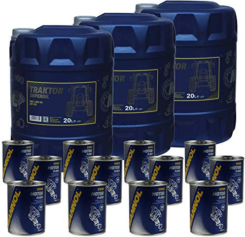 60L Motoröl MANNOL Traktor Superoil 15W-40 12xMotor Flush