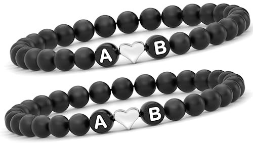 BAVELA Herz Pärchen Armband | Partnerarmbänder mit Gravur | Freundschaftsarmband | Personalisiertes Geschenk für Paare | Individuell