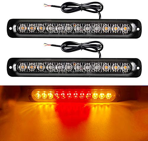 yifengshun 2x12LED Luci LED Auto 12-24V Luci Stroboscopiche Emergenza per Auto Camion per Veicoli da Costruzione Furgone(Giallo+Rosso+Giallo)
