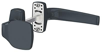 Aluminium Türgriff Kurzschild Merkur für Aluminiumtüren - Paar, Farbe:Grau RAL 7016, Griffart:Griff-Knauf