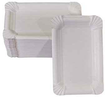 Wimex 100 Flache Pappteller weiß eckig 11 x 17 cm