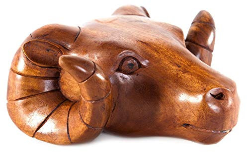 Windalf Wanddeko Wikinger Ronan 16 cm Kleiner Widderkopf Handarbeit aus Holz