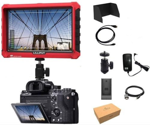LILLIPUT A7S 7 pulgadas Camera Field Monitor 4K 1920x1200 IPS Screen HDMI Input Video for DSLR Mirrorless Camera A7 A7R A7S III A6500 GH5 GH5s 5D 70D D810 (con batería y adaptador de 12 V)