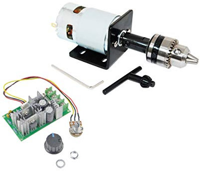 CHANCS Mini-Elektromotor 775 DC 12V/24V mit Bohrfutter und PWM-DC-Motor-Drehzahlregler Bauteil Motor PWM