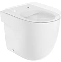 Roca,Meridian,Taza compacta Rimless adosada a pared con salida dual para inodoro de tanque alto, tanque empotrable o fluxor,Blanco,360mm x 520mm x 435mm,A347246000