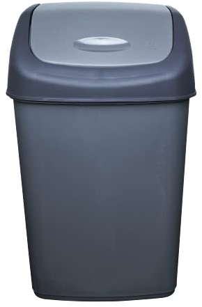 Gies Abfallbehälter mit Schwingdeckel 10l, BPA frei grau-schwarz - Made in Germany