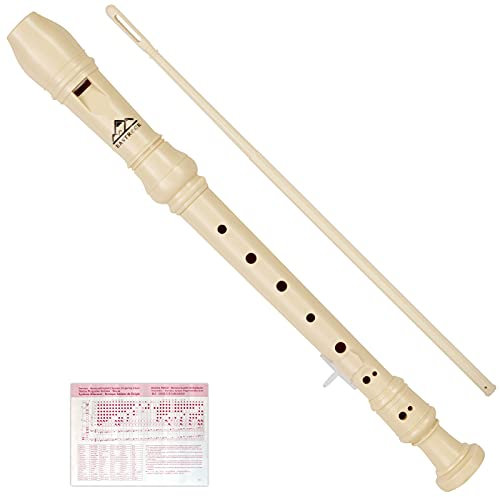 Eastrock Flûte à bec Instrument de style allemand Soprano Flûte à bec 6 pièces pour débutants avec tige de nettoyage, tableau des doigts, sac d'emballage, repose-pouce, Beige
