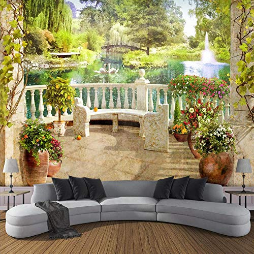 Personnalisé Photo Papier Peint Peintures Murales 3D Espace Balcon Jardin Paysage Peinture Murale Salon Salle À Manger Chambre Étanche Murale,300(W)*210(H)Cm