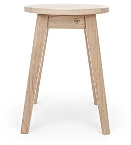 Anton Doll Holzmanufaktur Hocker Josef aus Eichenholz, Naturprodukt 100%, handgefertigter Sitzhocker aus massiver Eiche - Eichenholz, Hochwertiger Nachttisch, Beistelltisch (Eiche Naturoptik)