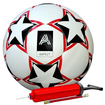 Aspect Football Ball Size 5 With Air Pump Small and Lightweight Ideal Football Gifts for Boys Soft Indoor&Outdoor Soccer Ball for Kids & Adults Training, Leather Football, Perfect for Futsal(Assorted)