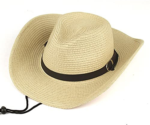 Strohhut, Sonnenhut, Cowboyhut, Western, Herren, Panamahut, Fedora, breite Krempe, faltbar, Damen, Sonnenhut, Sommer, UV-Schutz, Jazz-Hut, Hip-Hop, beige, 56-58
