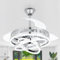 Dawn Whisper 42 Inch Retractable Ceiling Fan, Modern Ceiling Fans with Lights and Remote, Silent DC Motor Color Changing, Chrome Retractable Chandelier Ceiling Fan with Lights for Bedroom