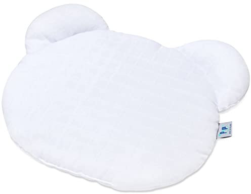 Pepi - Bär Musselin Kinderkissen 38 x 30 x 2 cm - Kissen Kinderzimmer aus Baumwolle - Kinder Kissen - Dekokissen Kinderzimmer - Kissen Kinder - White