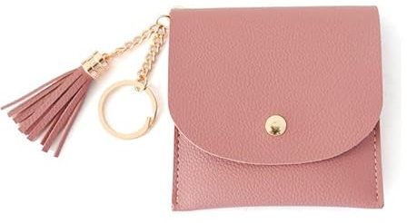 Portafoglio Piccolo Donna con Portachiavi - Slim con 3 Tasche per Carta/Tessere/Documenti, 1 Tasca per Banconote e Spiccioli - Porta Carte di Credito e Portamonete Rosa