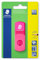 STAEDTLER Spitzdose mit Radierer, neon-pink, phthalat- und latexfrei, für Stifte im Standardformat, wiederverschließbar, 2 in 1 Spitzer auf Blisterkarte, 511SEF20BK