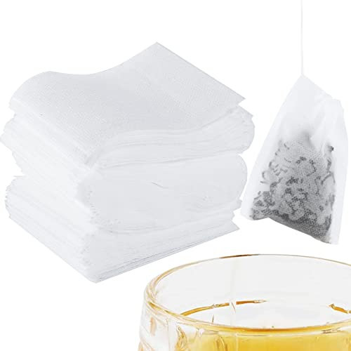 400 Stück Tee Filterbeutel, 9x7cm Teefilter mit Kordelzug Leere Teebeutel zum Selbstbefüllen Teefilterbeutel für Losen Tee Gewürze Kräuterpulver Kaffee(Weiß)